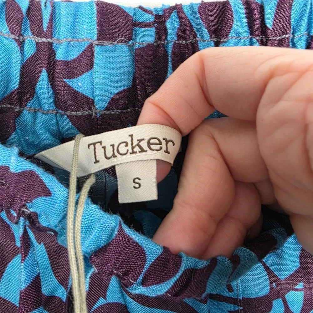 NWT Tucker Camilla Pant Sky Figi Floral Lightweight Linen Wide Leg Blue Purple S